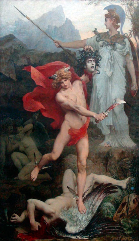 medusa perseo mitología griega atenea Jacques-Clément WAGREZ 1850 - 1908 Perseus 1879